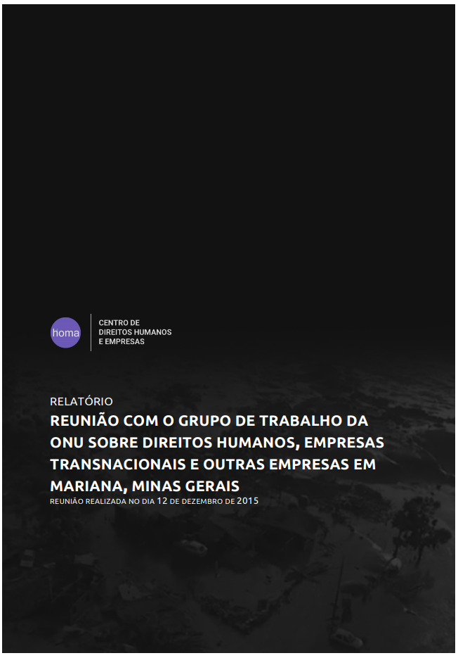 Relatório da visita do Grupo de Trabalho da ONU sobre Direitos Humanos, Empresas Transnacionais e Outros Negócios à Mariana, no dia 12 de dezembro de 2015